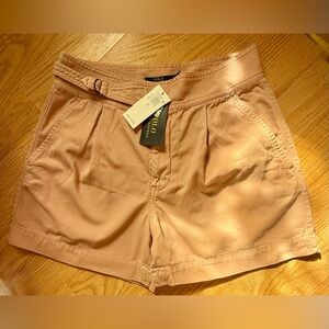 NWT Polo Ralph Lauren High Waisted Pleated Shorts Coral Size 8 Cotton Distressed